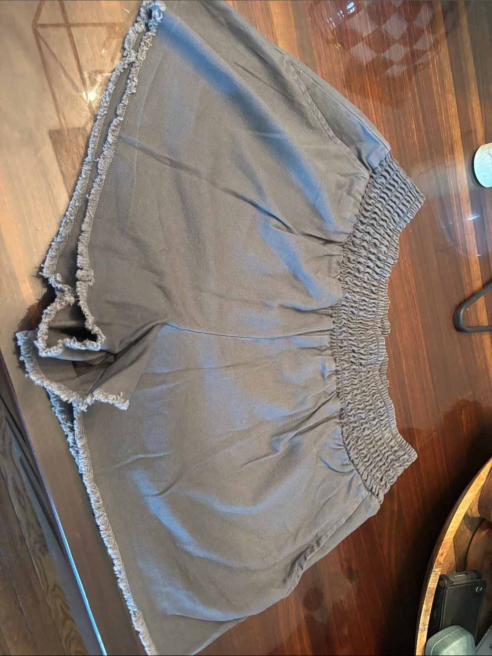 wild fable Gray Smocked Waist Frayed Hem Shorts